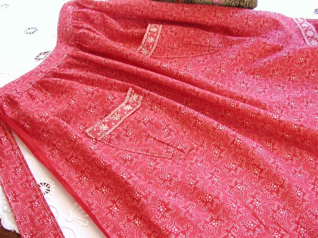 So romantic apron in fine flannelette with liberty pattern, rawsberry color 1920