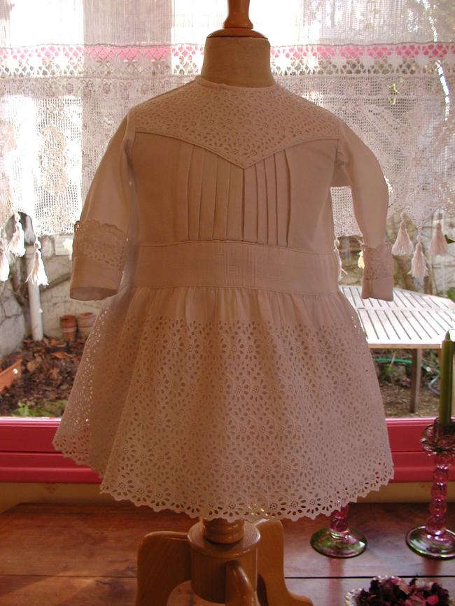 Gorgeous small girl dress with stunning handmade broderie anglaise