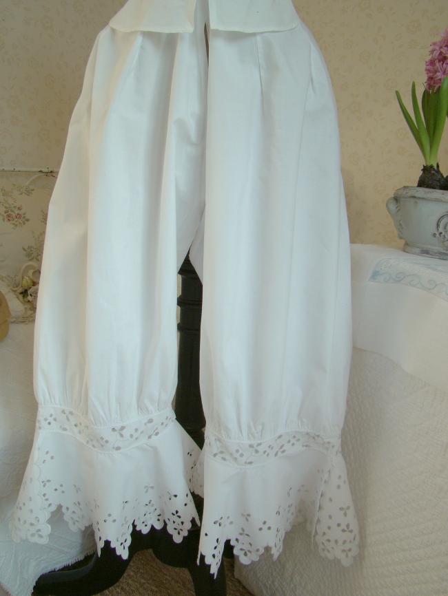 Merveilleuse culotte panty fendue en batiste lin avec jolie bordure festonnée