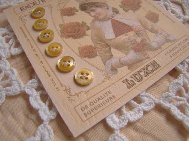 Lovely card with 6 little antique buttons in gold mother of pearl