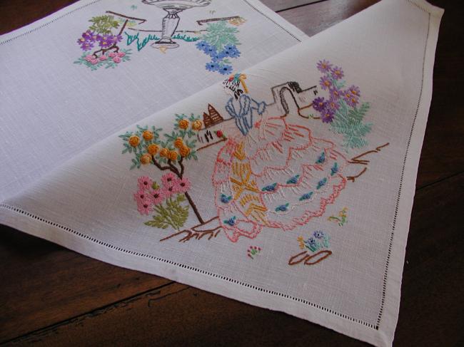 So charming table centre with hand-embroidered crinoline in english garden