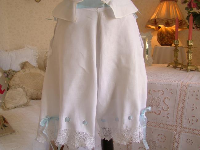 Splendeur de culotte panty en batiste de lin et guipure irlandaise 1900