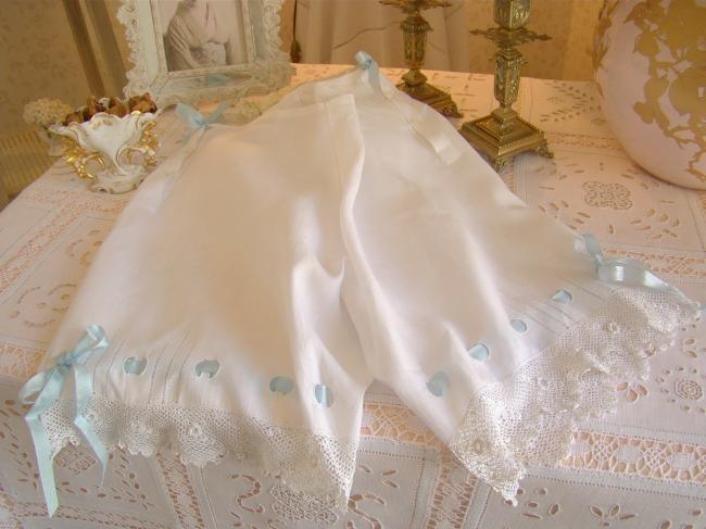 Splendeur de culotte panty en batiste de lin et guipure irlandaise 1900