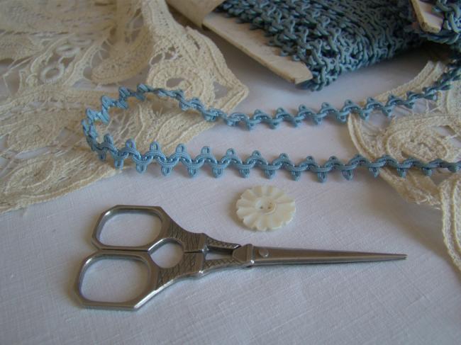 Lovely antique trim in silk in color blue, circa 1900