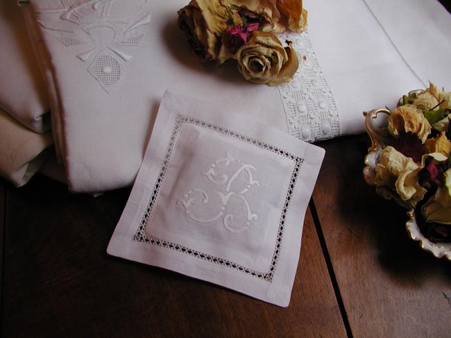 Charming lavander sachet with hand-embroidered monogram B