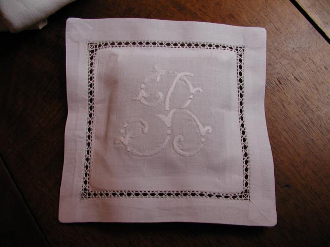 Charming lavander sachet with hand-embroidered monogram B