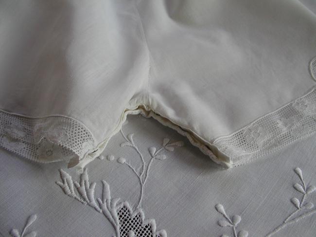 Charmante culotte panty blanche avec dentelle de Calais 1920