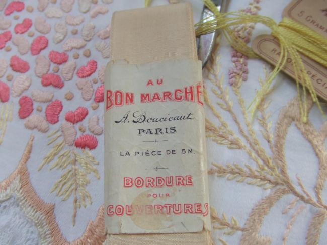 Bordure pour couverture, Au Bon Marché,  A.Boucicaut, couleur écrue, 5 mètres