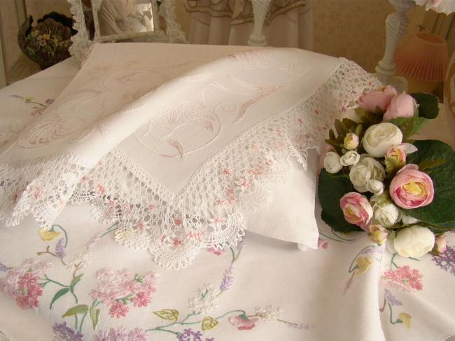 So charming nightdress case with bobbin lace and lovely embroidery