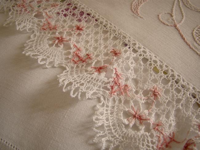 So charming nightdress case with bobbin lace and lovely embroidery