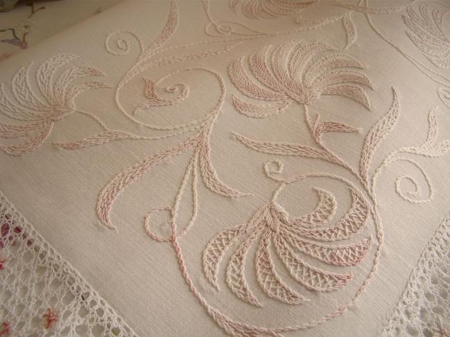 So charming nightdress case with bobbin lace and lovely embroidery