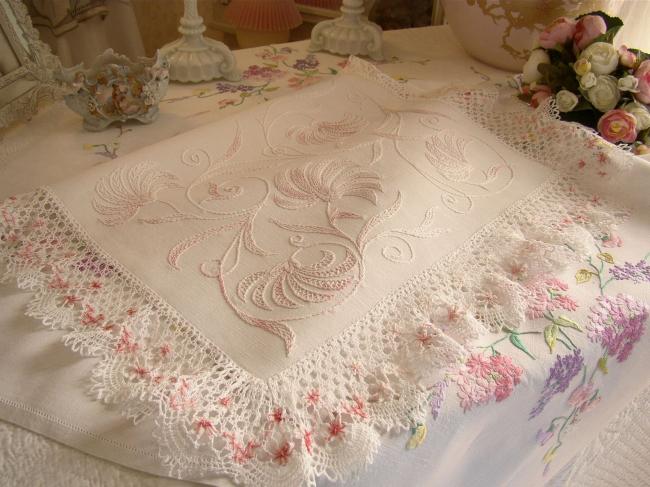 So charming nightdress case with bobbin lace and lovely embroidery