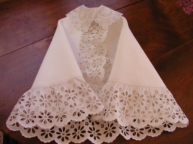 Somptuous baby cape with stunning hand-made broderie anglaise & Appenzel 1880