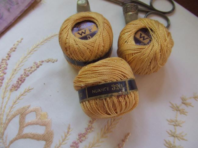 Coton Persane Perlée, 3 bobines 10g, Wallaert Frères, N°5, nuance 320 (jaune)