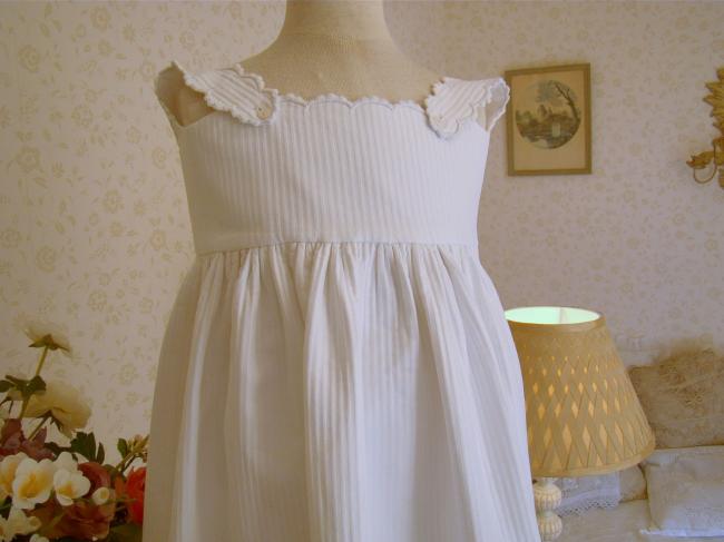 Superbe robe de baptême en piqué de coton & broderie blanche festonnée 1920