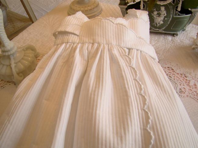 Superbe robe de baptême en piqué de coton & broderie blanche festonnée 1920