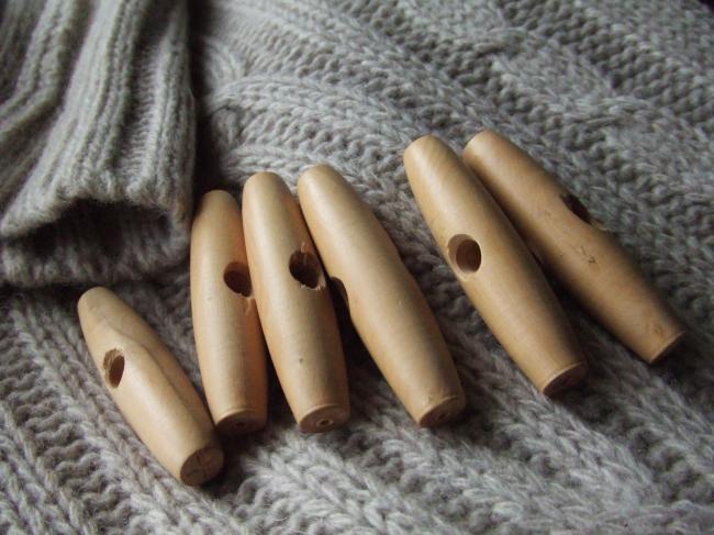 Série de 6 grands boutons 'buchette' pour grosse veste en laine