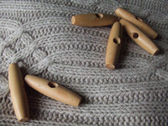 Série de 6 grands boutons 'buchette' pour grosse veste en laine