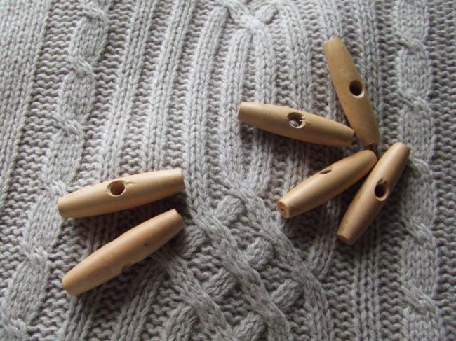 Série de 6 grands boutons 'buchette' pour grosse veste en laine