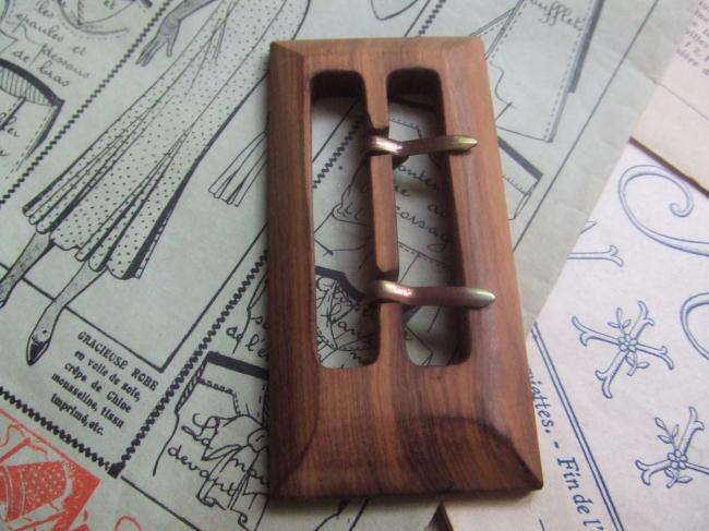 Boucle de ceinture rectangulaire en bois (chêne moyen) à double griffes