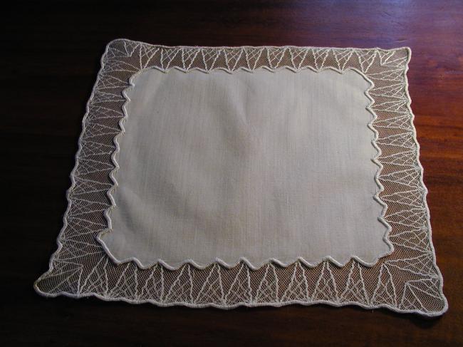 Charming handkerchief with silk embroidered tulle