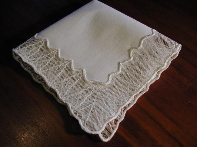 Charming handkerchief with silk embroidered tulle