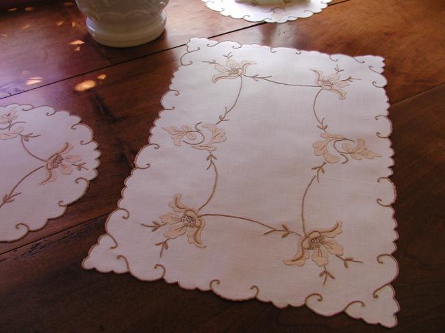 Gorgeous set with Madeira and appliqués embroidery 1930-40