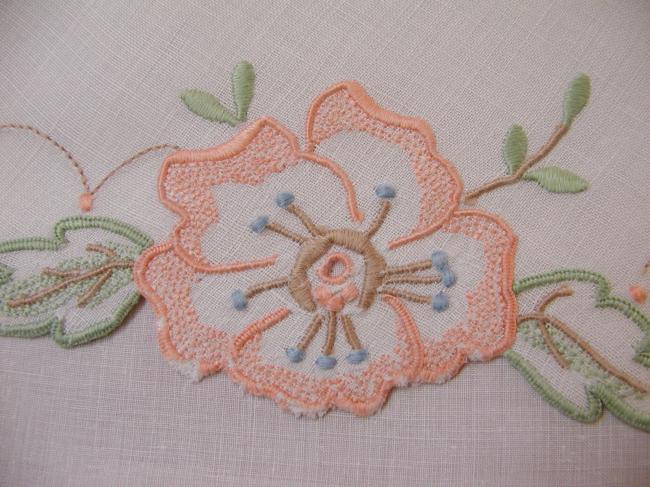 Breathtaking large table centre with colourful Madeira embroidery