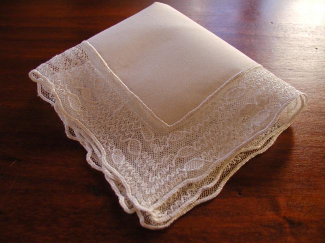 Lovely handkerchief with silk thread embroidery on tulle
