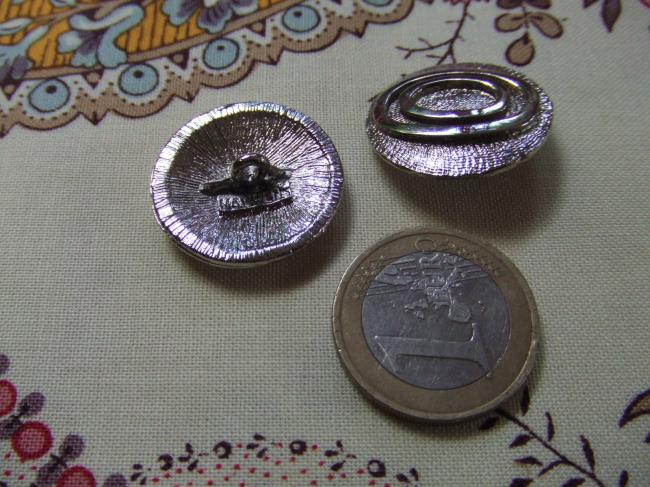 Très beaux boutons de créateur (Maurens) en module métal argenté, (petit pied)