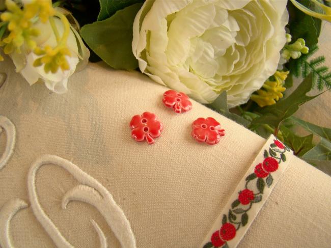 Adorable petit bouton en trèfle à 4 feuilles couleur rouge orangé, 12mm