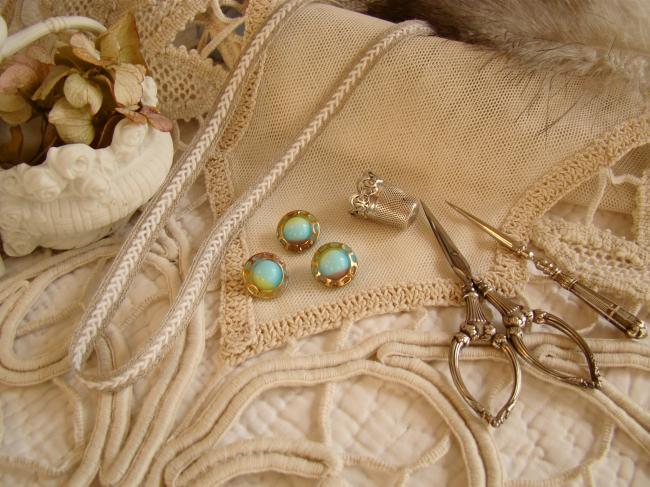 Superbe galon en lin naturel avec un croisillon de cordonnet blanc (10mm)