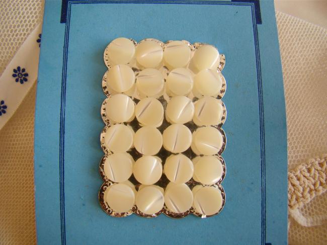 Carte ancienne 'Haute Nouveauté' 24 boutons Layette, nacre, grain de riz 1900
