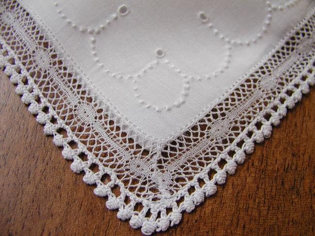 Enchanting and rare squared shape double baby bib with Valenciennes lace