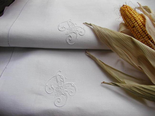 A lovely pair of embroidered pillow cases with monogram B