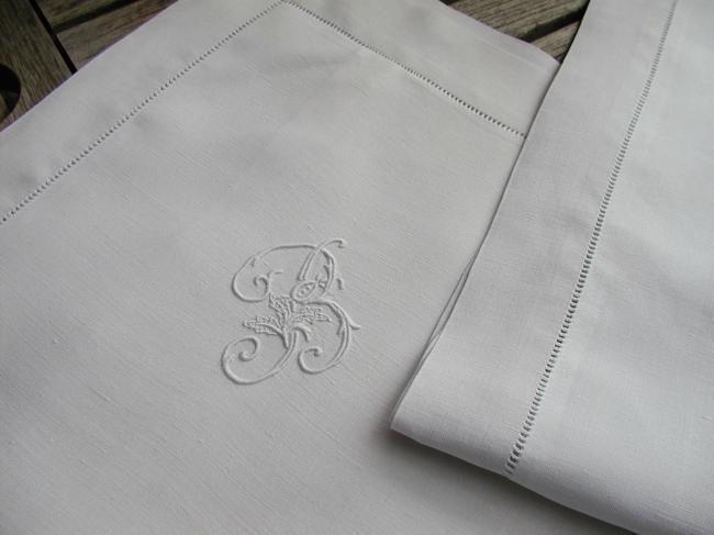 A lovely pair of embroidered pillow cases with monogram B