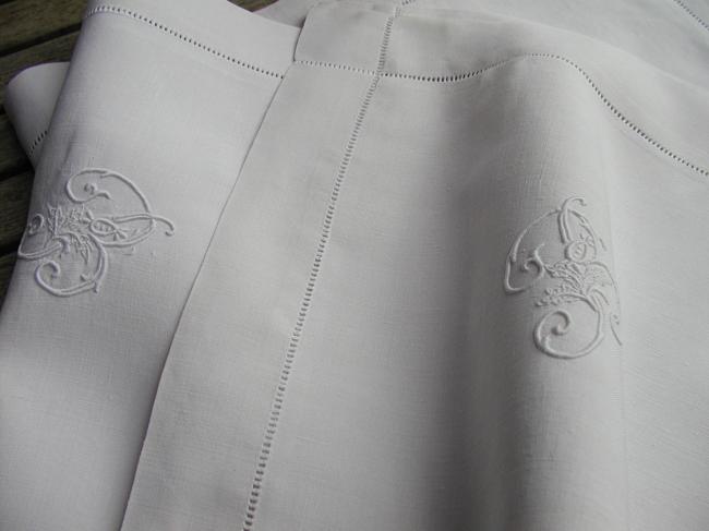 A lovely pair of embroidered pillow cases with monogram B