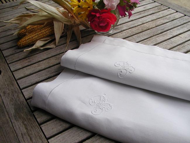 A lovely pair of embroidered pillow cases with monogram B