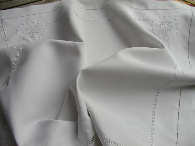 A gorgeous  embroidered pillow case with Reticella inserts and whiteworks