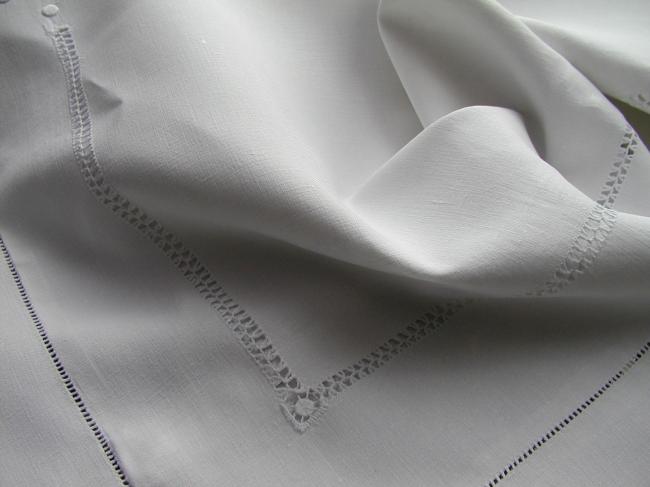 A gorgeous  embroidered pillow case with Reticella inserts and whiteworks