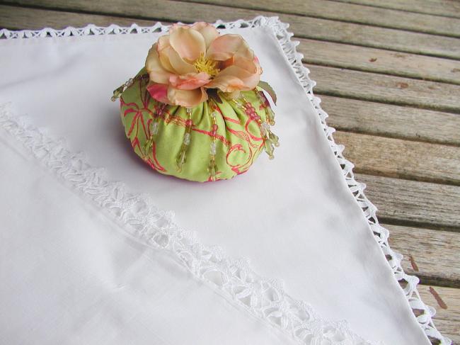 A lovely pair of  pillow cases in linen with hand-bobbin lace edging