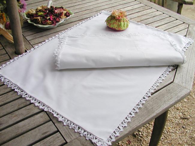 A lovely pair of  pillow cases in linen with hand-bobbin lace edging