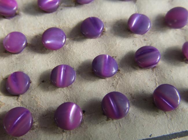 Très rare série de 24 boutons de poupée nacre&sur pied, en rose mauve 1900