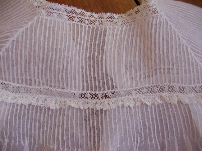 Adorable little baby dress in organdie with white-work & Valenciennes lace