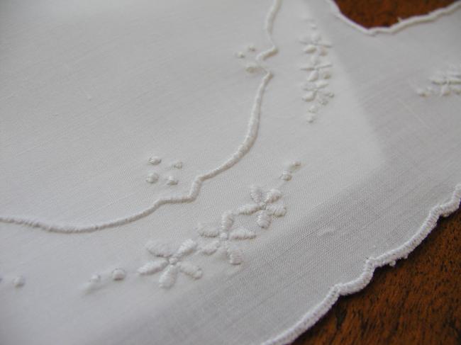 Enchanting american style double baby bib with white embroidery