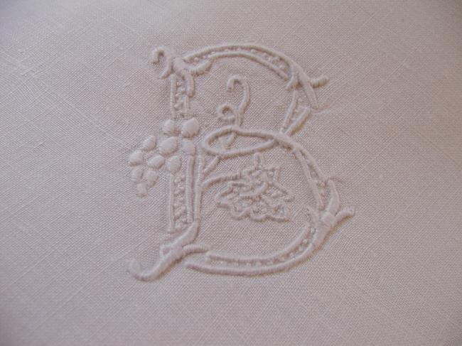 A lovely embroidered pillow cases with monogram B