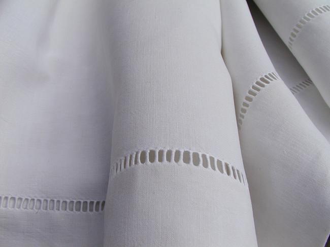 Superb heavy linen sheet with monogramm CD and Venizia drawn thread river