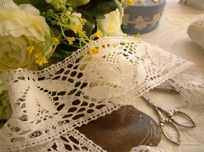 Merveilleuse dentelle mécanique d'entre-deux en coton blanc en75mm 