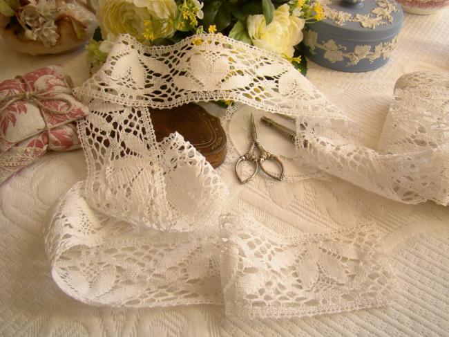 Merveilleuse dentelle mécanique d'entre-deux en coton blanc en75mm 