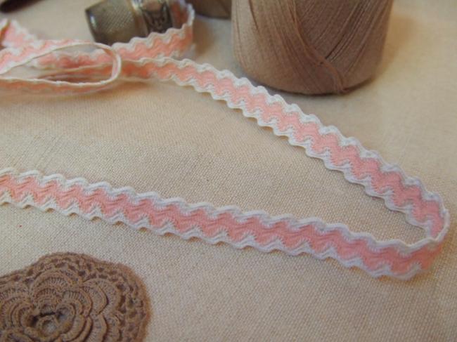 Adorable galon croquet en coton, tressé en rose et blanc, largeur : 8mm